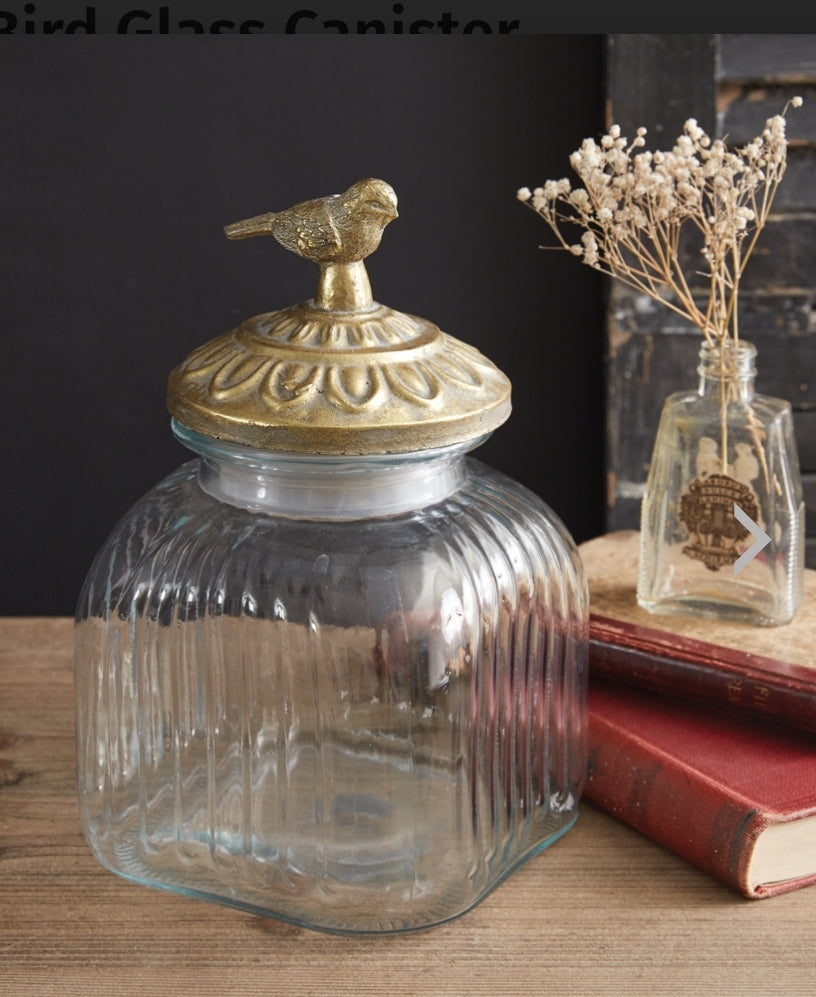 Gold Bird Glass Canister