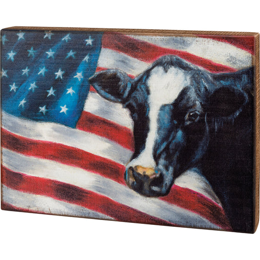 Box Sign Flag And Cow