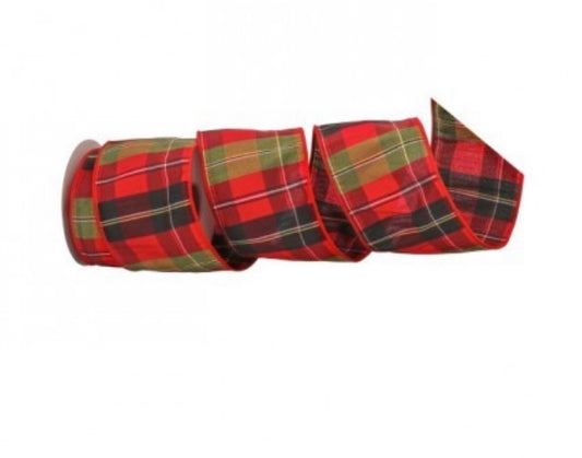 4" X 10Y Dupion Tartan Plaid Ribbon