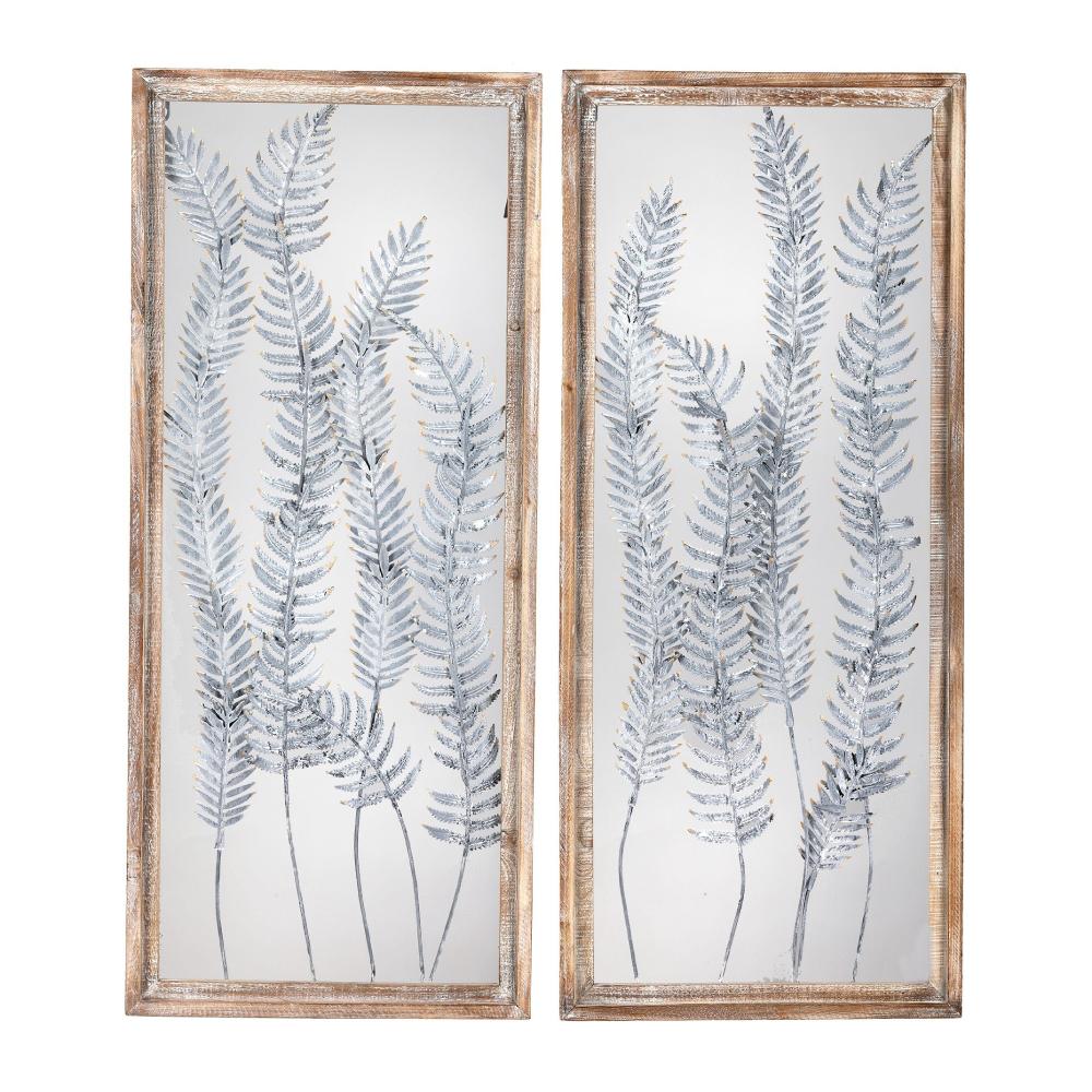 Wooden Frame Metal Fern Wall Piece