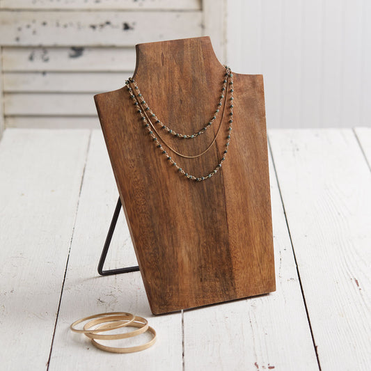 Wood Bust Necklace Display