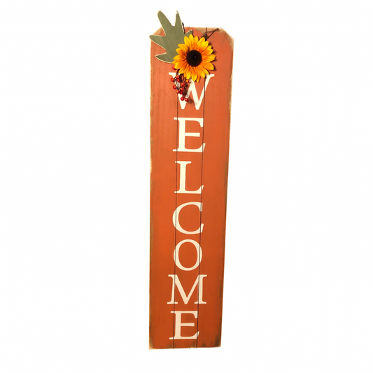 Welcome Wood Sign w/ Flower