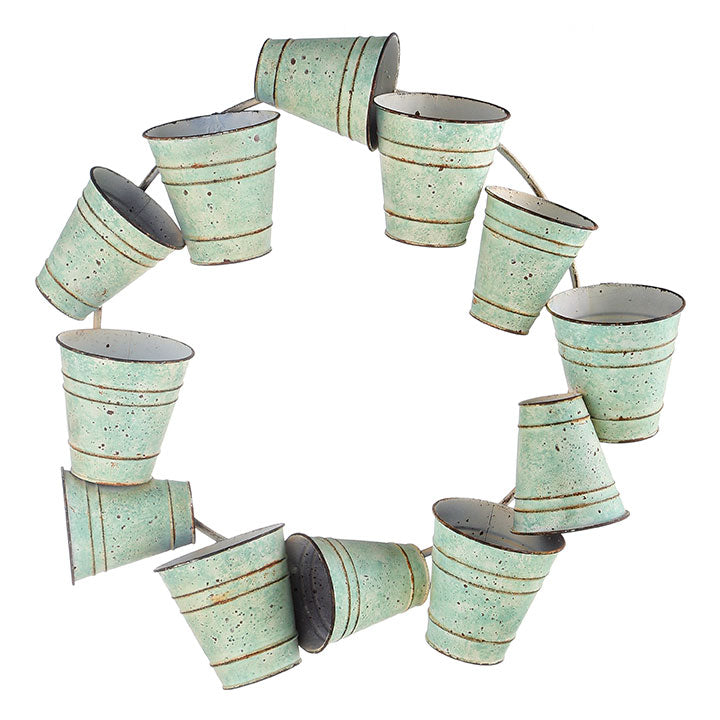 22.25" Distressed Green Bucket Wreath