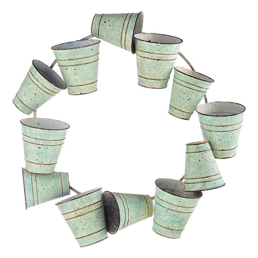 22.25" Distressed Green Bucket Wreath