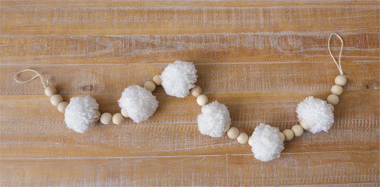 White Chunky Pom Poms Beads