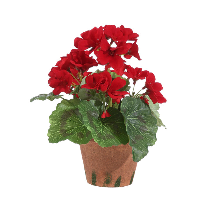 9” red potted geranium