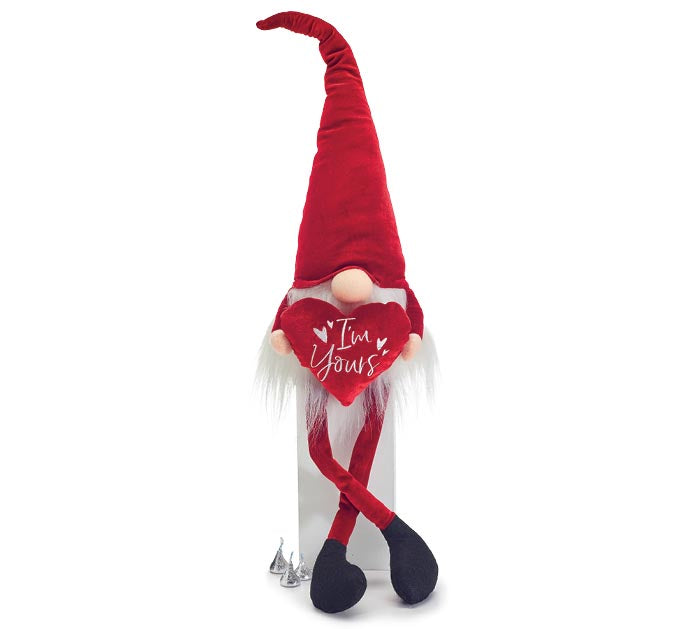 Dark Red Velvet Gnome with Heart