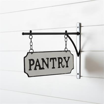 Swinging pantry sign