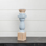 13.5" BLUE PAINTED PILLAR CANDLE STAND