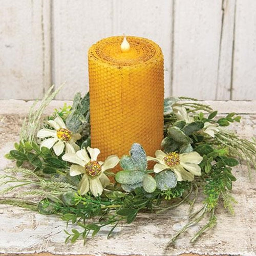 Rustic White Daisy Candle Ring