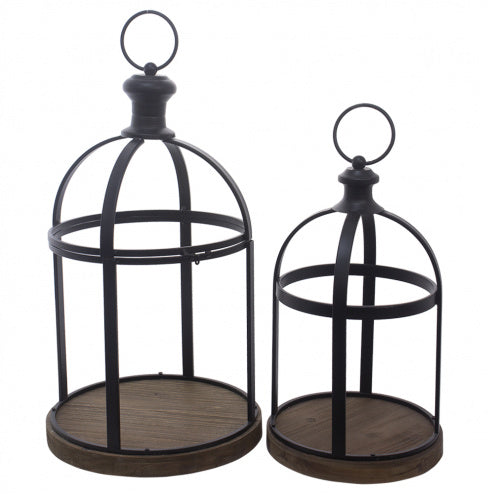 Wood Base Round Lanterns