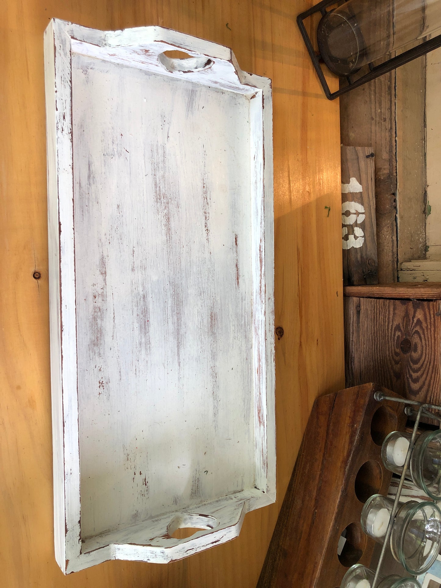 White Distressed Tray